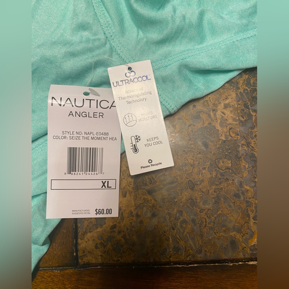Super nice green moisure wicking Nautica Angler Hoodie - Picture 4 of 7